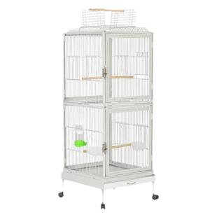 宠笼迪亚克力透明观赏防溅家用鸟笼子铝合金底座八哥大号鹦鹉鸟笼