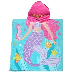 外贸纯棉卡通吸水浴袍儿童浴巾女童男童可穿式中大童可爱带帽套头