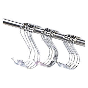 不锈钢厨房s型挂钩金属s形钩子家用铁钩置物架宿舍单个挂s勾大小