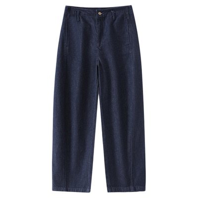 SETTE SEVEN·牛仔蓝弯刀裤女2025年秋季新款镰刀香蕉阔腿长裤子