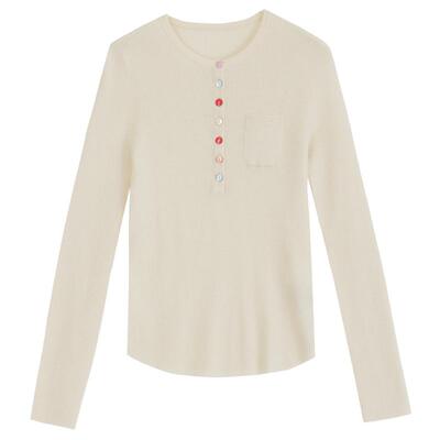 墨蒂珂羊毛羊绒圆领套头针织衫