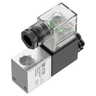 一进一出气动阀控制二位二通电磁阀24v气阀单向12v气缸常闭2V025