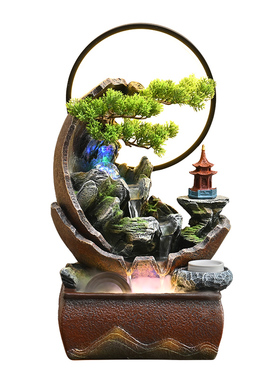桌面循环流水风水轮假山流水摆件