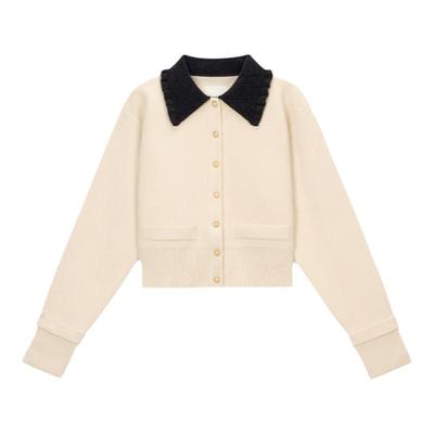 SANDRO法式翻领撞色针织毛衣