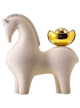 新中式陶瓷马上有钱招财摆件