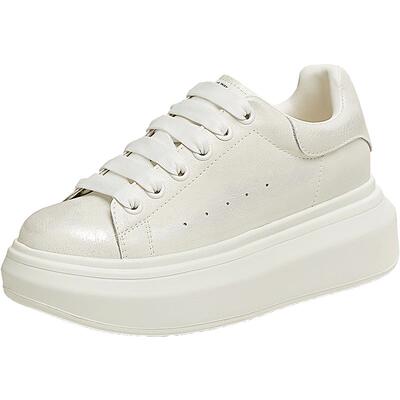 TATA他她厚底休闲板鞋女鞋轻便运动松糕小白鞋春新款WU504AM5奥莱