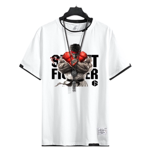 街头霸王6格斗游戏ps5街霸steam街霸6假两件短袖t恤衫男女半截袖