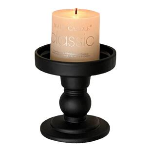 复古黑色罗马柱香薰蜡烛玻璃烛台餐桌氛围装饰摆件欧式摄影道具