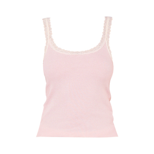 BM吊带上衣女2026新款爆款蕾丝边吊带粉色条纹多巴胺穿搭吊带背心