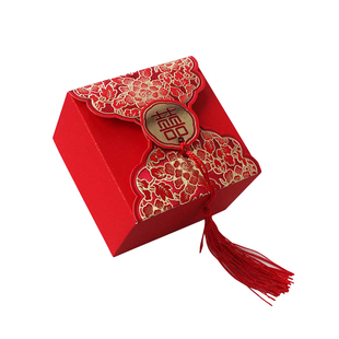 中国风糖盒空盒结婚喜糖盒高级感金葱覆膜磨砂糖盒子糖果包装盒