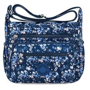 中老年单肩女包妈妈包牛津布时尚休闲印花女士多层斜挎包女斜背包