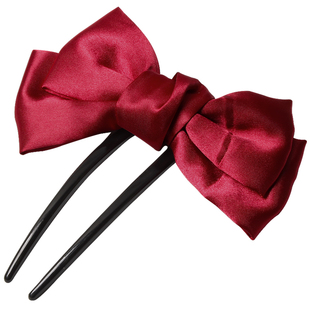 韩式布艺蝴蝶结U型发簪日常现代风盘发簪子发钗网红旗袍盘发神器