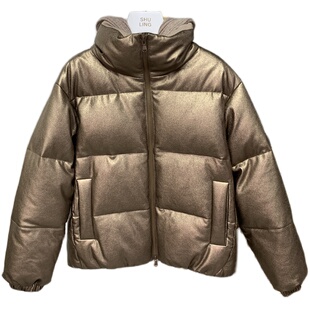 YongLeap柜品高货秋冬新品奢华经典款修面小羊皮白鹅绒连帽羽绒服