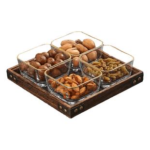 轻奢风高颜值玻璃水果盘客厅家用茶几零食干果糖果收纳摆放盘分格