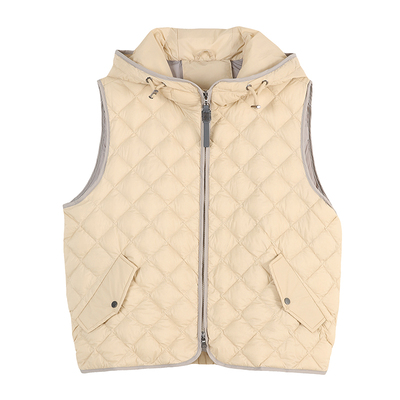 云上生活【小地暖】90白鹅绒菱格绗缝连帽羽绒马甲外穿2025冬女