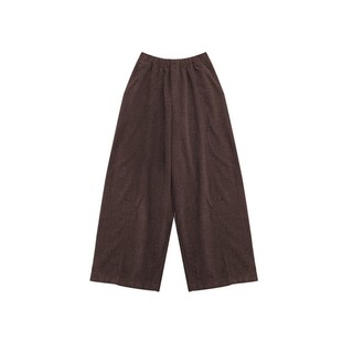 大码美拉德棕色毛呢阔腿裤子女2026新款春加厚加绒休闲运动梧桐裤