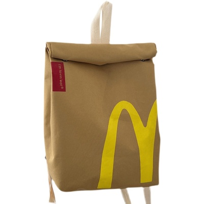 网红麦当劳书包2023新款纸袋背包女双肩包大容量包包大学生上课包