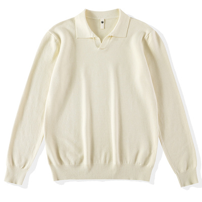 LUUD 新贵老钱风Polo领套头针织衫秋冬季海鸥领绵羊毛混纺毛衣男