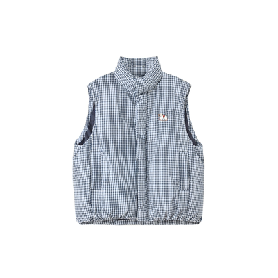 老章和小胖PONGKIKI冬日小马蓝格立领羽绒马甲女大码羽绒坎肩背心