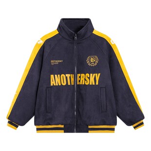 男童冬季潮酷撞色麂皮绒棒球棉服2025新款青少年儿童防风夹棉外套