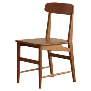 出乎生活积木餐椅实木家用靠背原木北欧休闲日式樱桃木藤编椅子