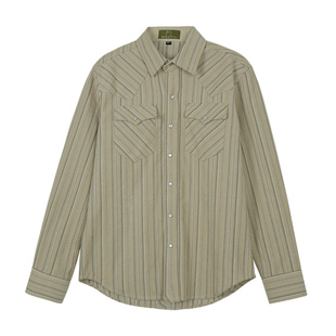 MCCEVTG 保暖灯芯绒男士衬衫美式复古条纹RRL风西部厚实衬衣外套