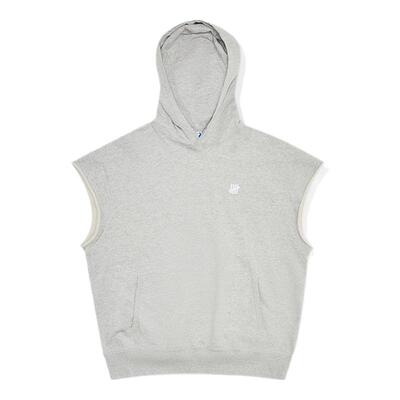 五条杠连帽针织无袖卫衣背心