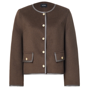 NAERSI/娜尔思桑蚕丝羊毛毛呢外套柔韧细腻立体剪裁25年冬季新款