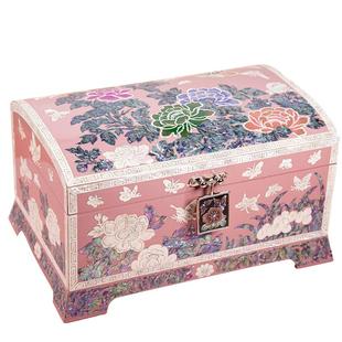 螺钿首饰盒贝壳复古漆器木质送新人高档中式结婚嫁妆盒双层收纳盒