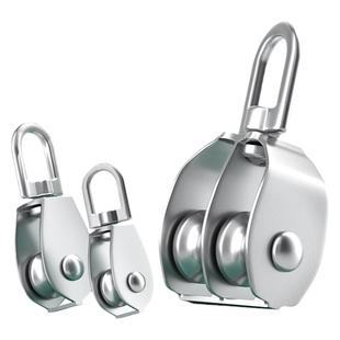 304不锈钢定滑轮吊环滑轮固定重型万向轮钢丝绳U型单双轮子升降轮