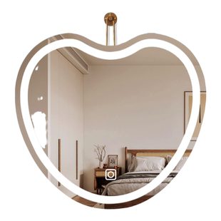 云朵心形化妆镜异形led卧室梳妆台镜子挂墙式壁挂装饰镜智能带灯