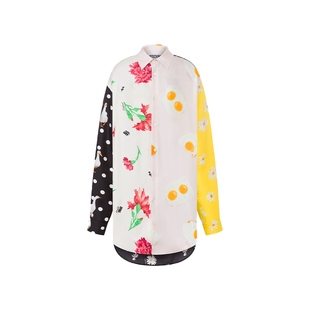 【特享倒计时】Moschino/莫斯奇诺  Patchwork真丝斜纹衬衫