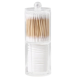 桌面化妆棉收纳盒透明亚克力棉签盒梳妆台带盖防尘粉扑整理置物架