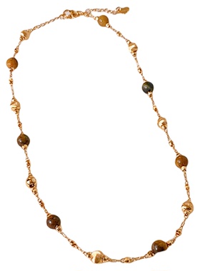 古婷金色圆球虎眼石项链高级感