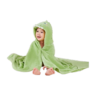 婧麒婴儿浴巾儿童斗篷可穿式带帽男女童新生吸水毛巾冬季浴袍宝宝