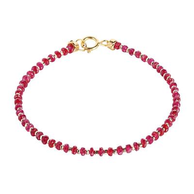 若华珠宝18k金鸽血红宝石手链