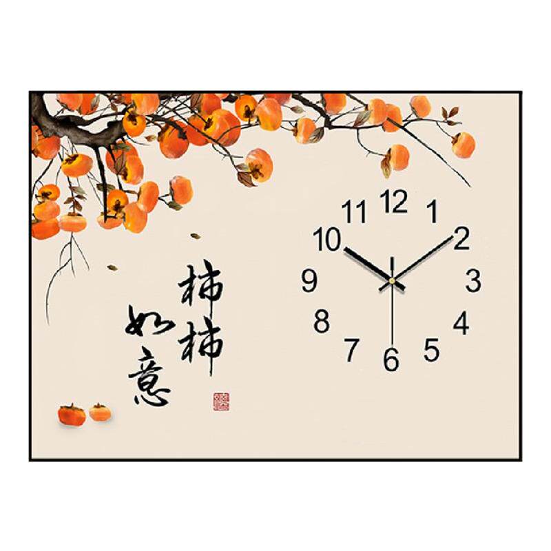 柿柿如意钟钻石画方钻满钻十字绣