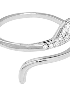 迎蛇年咯~闪锆缠绕小银蛇开口戒