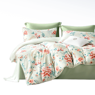 富安娜家纺床上四件套纯棉国风被套宿舍床单全棉床笠被罩床上用品