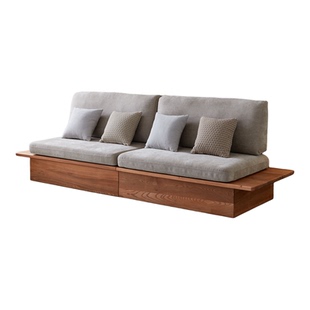 一林半舍新款侘寂风榆木实木沙发客厅设计感高箱储物大小户型沙发