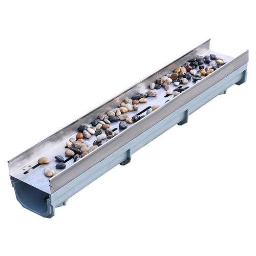 花园鹅软石排水槽不锈钢线性雨花石盖板室外庭院树脂排水沟U型槽