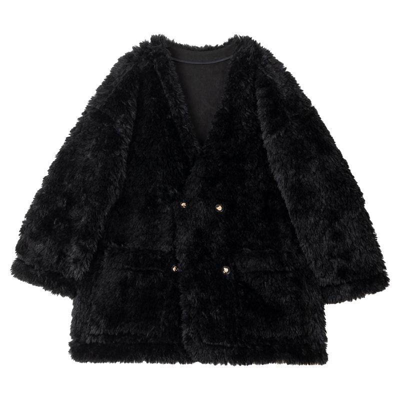 KEIKO高级感黑色宽松皮毛一体