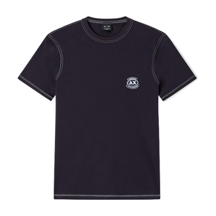 ARMANI EXCHANGE/阿玛尼26春夏新款男士圆领短袖正肩刺绣纯棉T恤