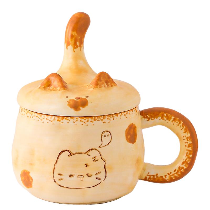可爱猫咪陶瓷杯釉下彩咖啡杯子女