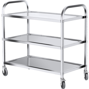 不锈钢餐车三层无磁餐车餐厅手推车服务车快餐酒楼送餐双层酒水车