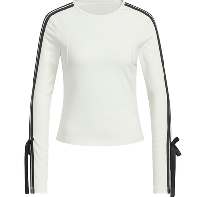 adidas阿迪达斯女子三条纹蝴蝶结运动休闲修身长袖T恤KG3861