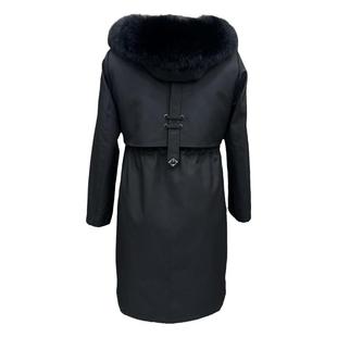 新款派克服女中长款獭兔毛内胆可拆卸皮草外套狐狸毛领皮毛一体冬