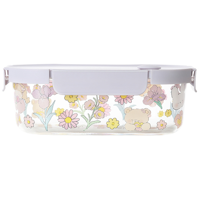 蓝莲花玻璃圆形保鲜盒