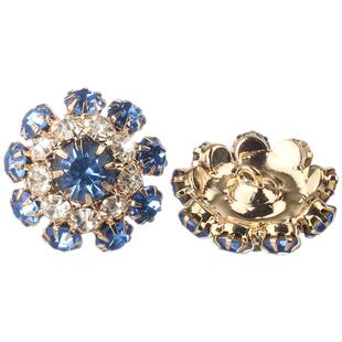 高档镶钻金属纽扣粉红色花水晶钻布包外套女旗袍装饰裙子大衣扣子