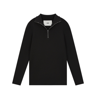 440ME女装25秋季新品修身立领半拉链竖状纹理格雷系毛衣FDFW0515K